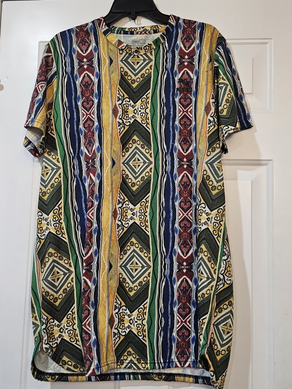 Puma X COOGI Multicolor Vertical Stripe & Geo Print AOP Short Sleeve Tee XL{B16